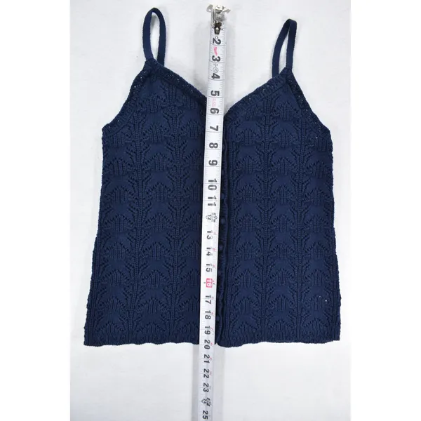 Aerie Navy Blue Pointelle Knit Button Front Camisole Sweater Tank Top Small - Image 7