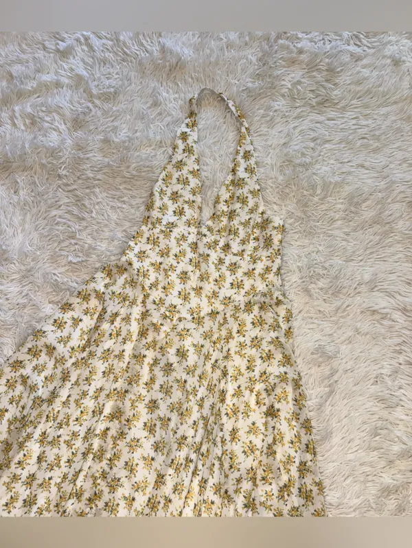 NEW HOUSE OF CB SOLADA Ivory Vintage Floral Print Georgette Halter Sz XL L+ - Image 7