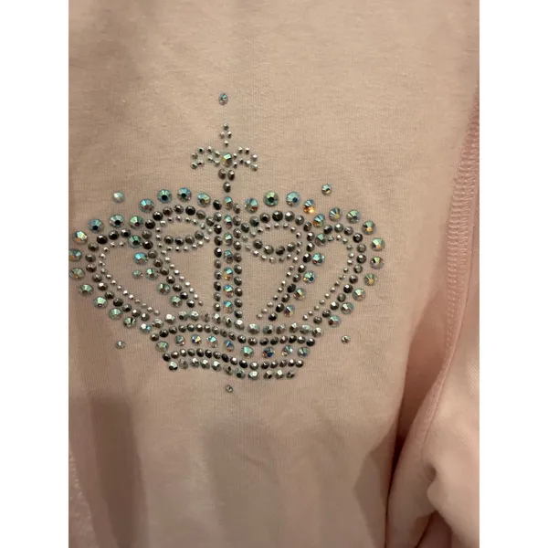 Christine Alexander Women Tracksuit L Pink Y2K Rhinestone Crown Hoodie Pants Set - Image 7
