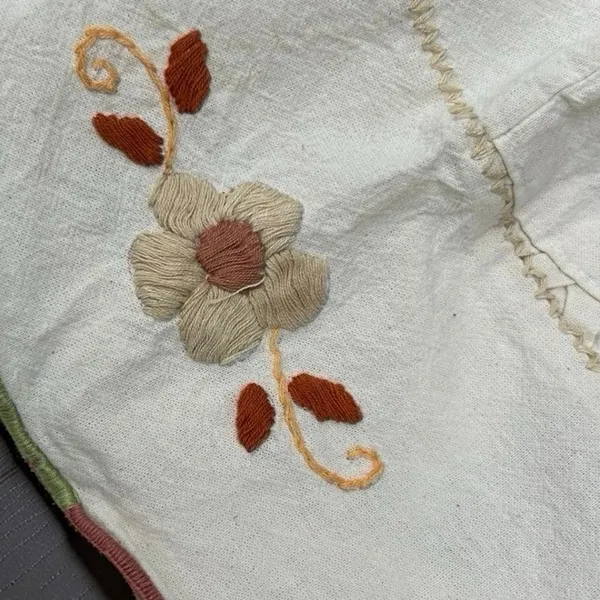 Vintage Handmade Mexican Embroidered Peasant Blouse Cottagecore boho Huipil L XL - Image 4