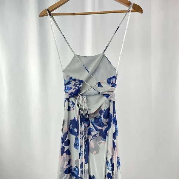 NWT Lulus All I Need Floral Print Lace-Up Maxi‎ Dress in Grey Size XS - Image 7