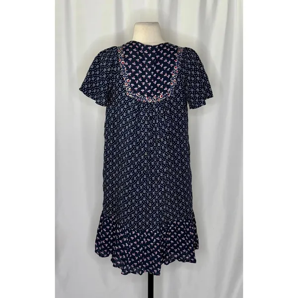 Anthropologie ONE SEPTEMBER Alpina Tunic Dress Embroidered Floral Ruffle X-Small - Image 7