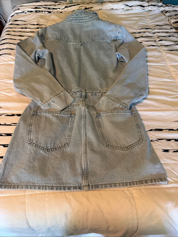 GREY LAB Light Blue Denim Shirt Dress with Chest Pockets - Image 6