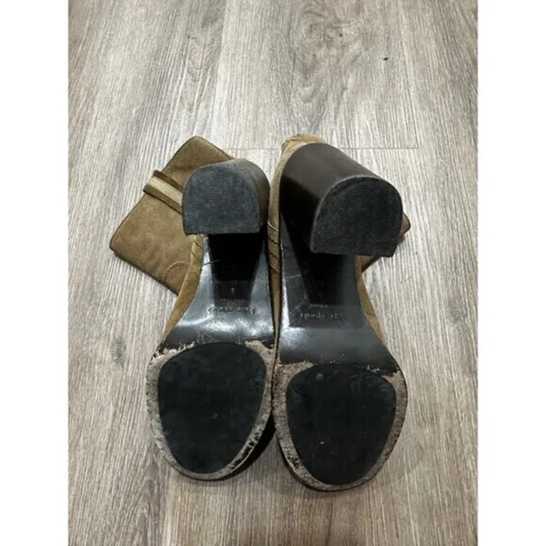 KATE SPADE New York BAISE bootie SIZE 9 M Block Heel Suede Leather Tobacco Brown - Image 9