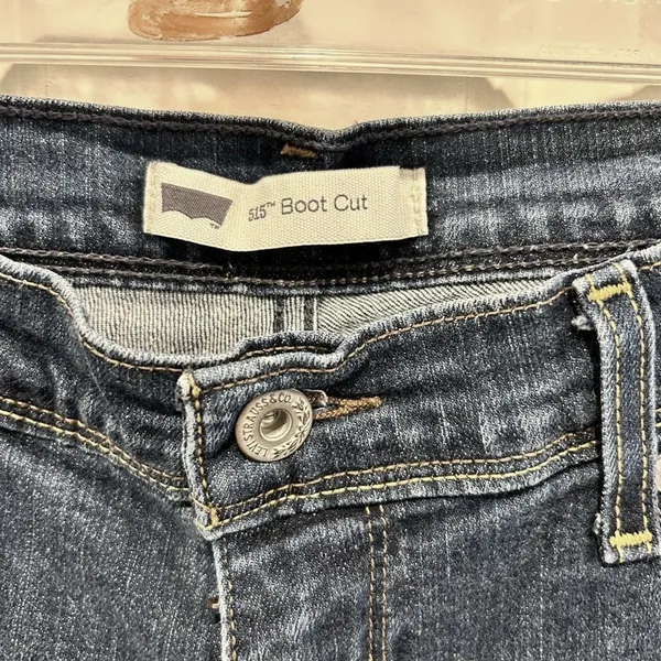 Levis 515 Mid Rise Boot‎ Cut Jeans Womens 12 Med Wash Blue Flap Pocket Denim Y2K - Image 5
