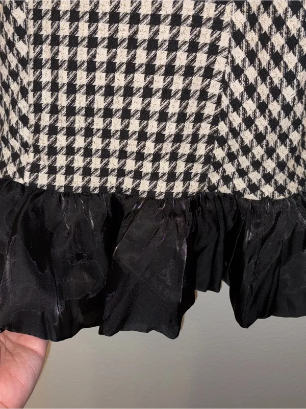 NWT En Saison Houndstooth Tweed Bow Mini Dress Black White Size S - Image 8