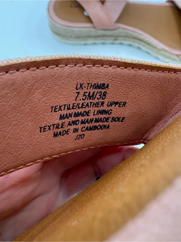 Lucky Brand Thimba Ankle Wrap Espadrille Sandal size 7.5‎ pink linen summer - Image 5