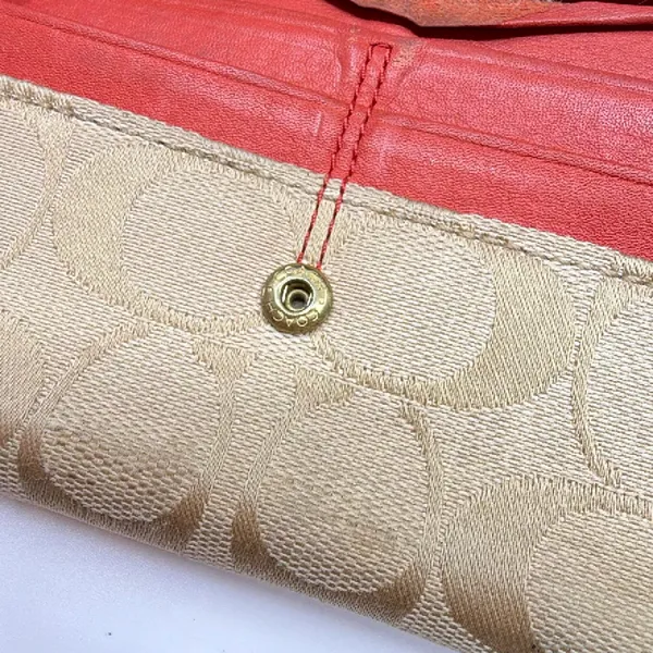 Coach Signature C Flap Orange Canvas Wallet - Image 8