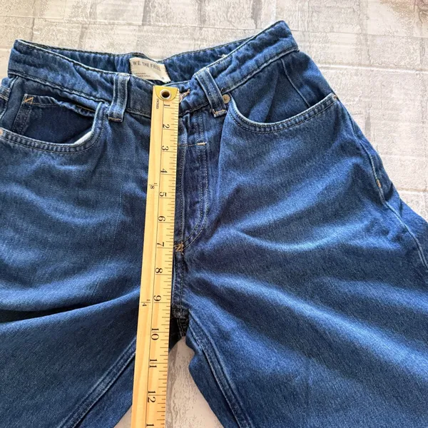 We The Free Blue Button Fly Wide Leg Cropped Jeans Boho Denim Sz 24 - Image 6