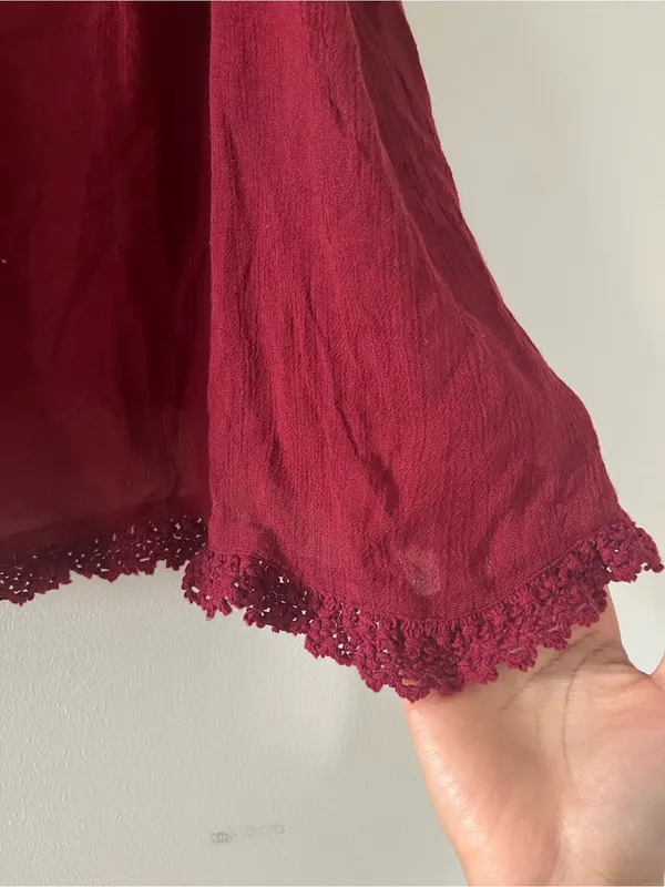 Intimately Free People Strappy Boho Eyelet Tank Top XS Red Festival Romantic - Image 3