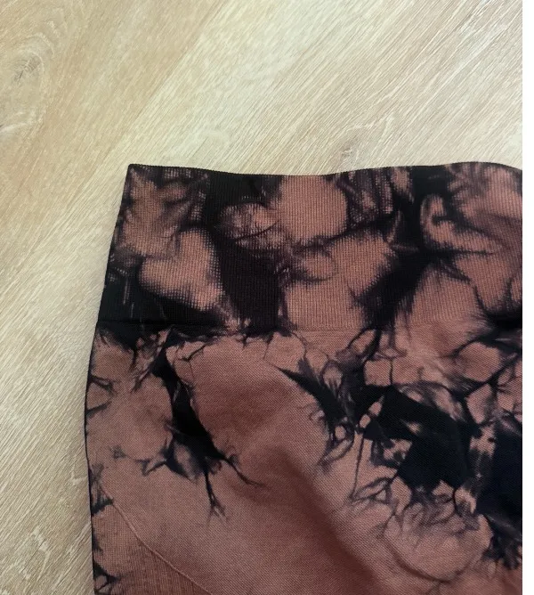 SHEIN Brown Black Tie-Dye Scrunch Workout Shorts M - Image 5