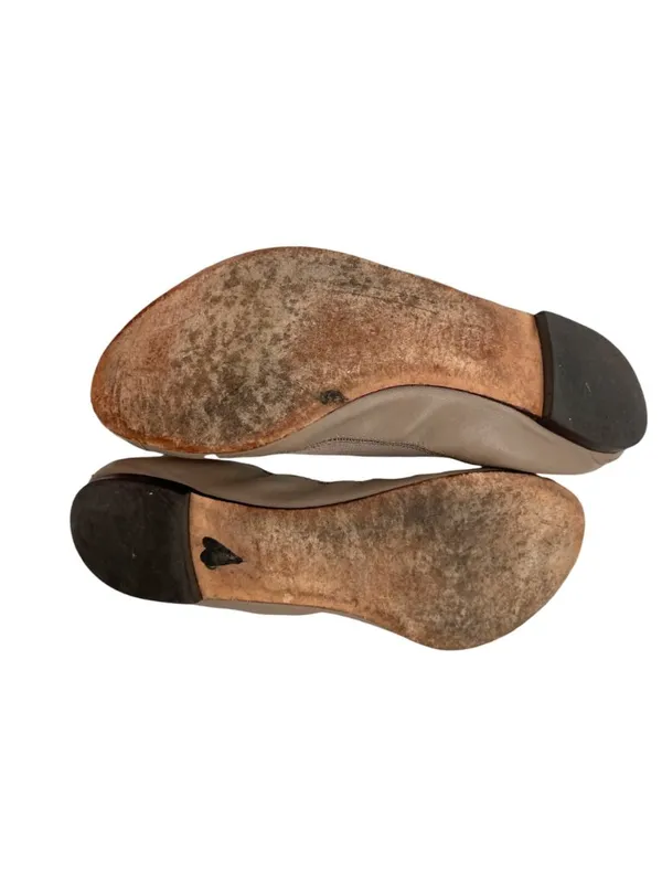 Tory Burch Jolie Ballet Flats Beige Leather Cap Toe Logo Size 8 Quiet Luxury - Image 10