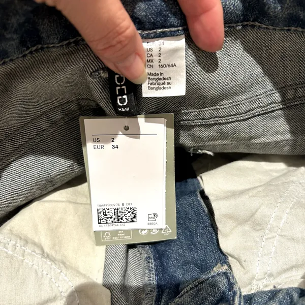 New H&M Divided Wide Leg High Cargo Jeans‎ Women's 2 US 34 EU Blue Denim Pants - Image 5