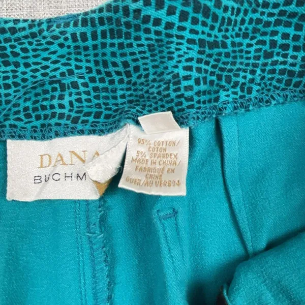 Dana Buchman Pants Womens 8 Green Animal Print Twill Slim Stretch Pockets - Image 3