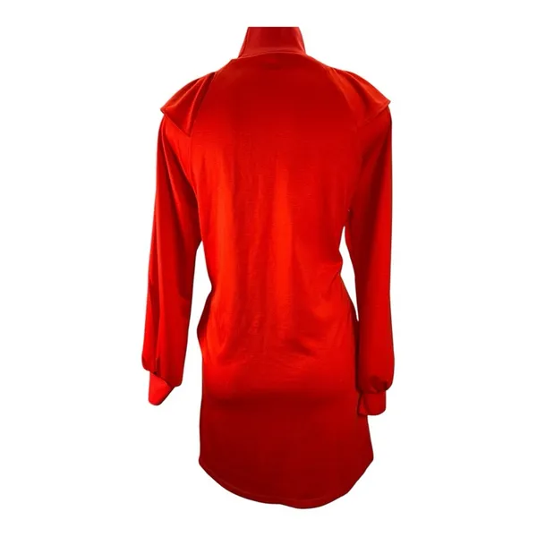Who What Wear Fiery Red Long Sleeve Sheath Ruffle Dress Size: Small - Image 8