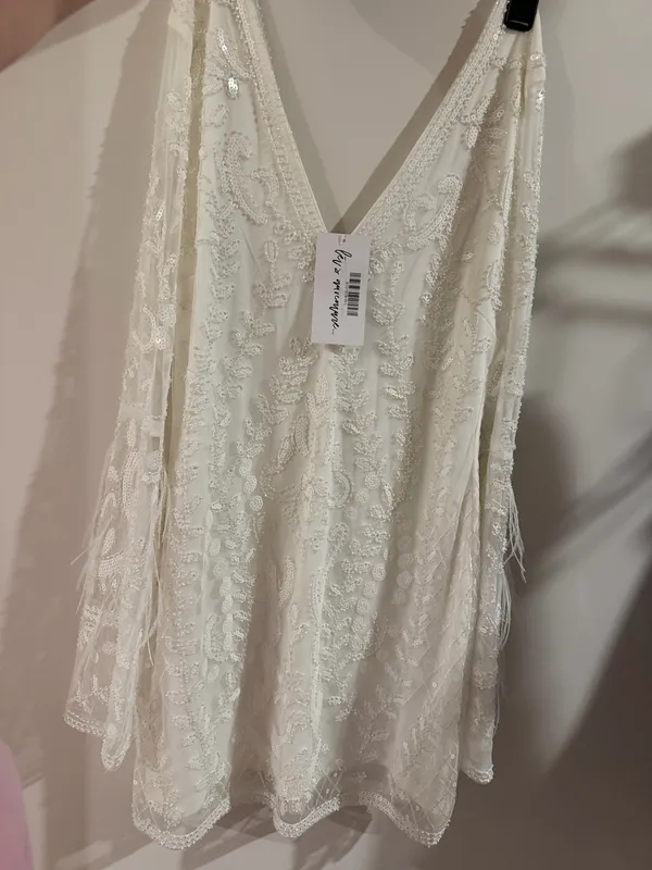 12th Tribe Larisa White Printed Sequin Long Sleeve Dress - Image 2
