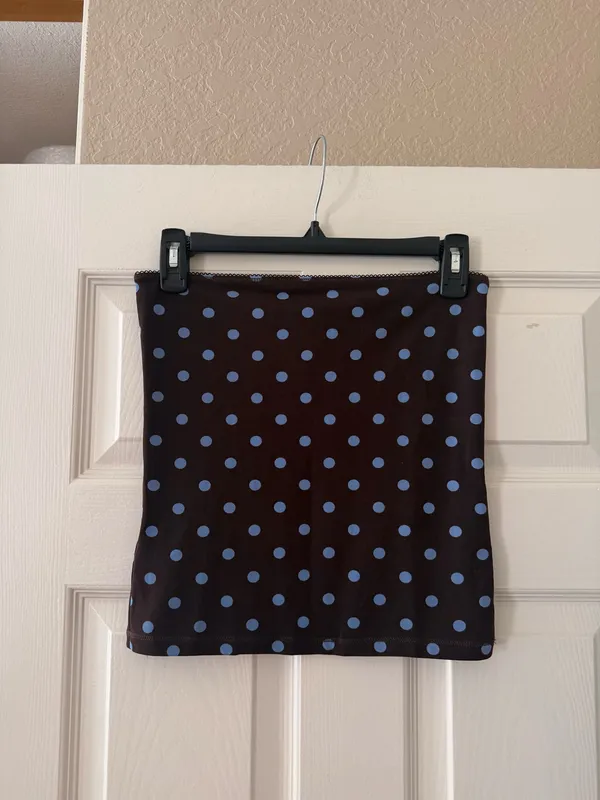 BNWT Zara Brown & Blue Polka Strapless Tube Top - Image 5