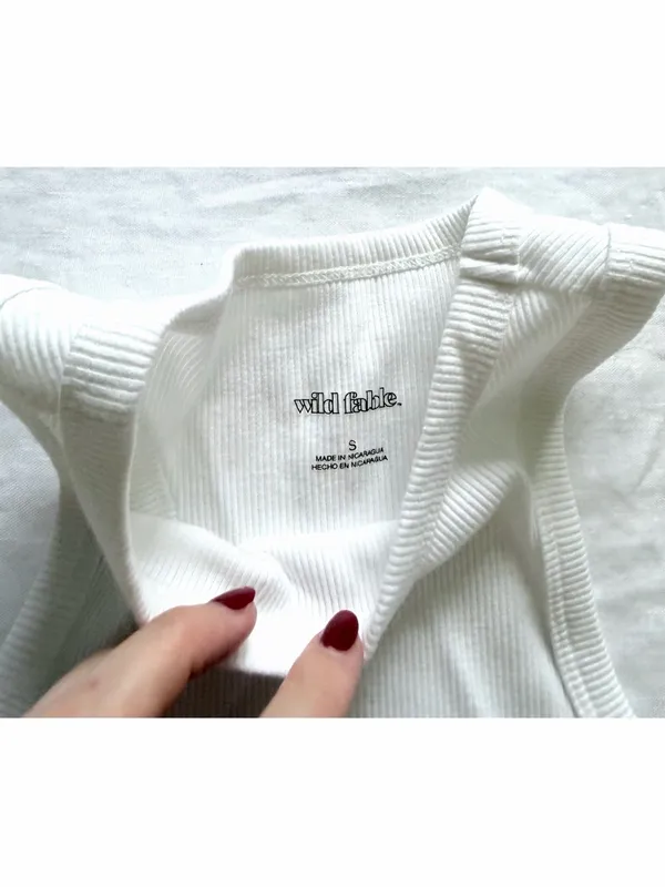 Wild Fable White Ribbed High-Neck Cropped Tank Top - Image 6