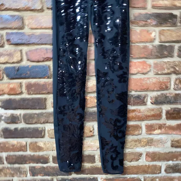 NWT Tiberu Black Sequined Long Sleeve Semi-Sheer Jumpsuit Women's Size Small - Image 4