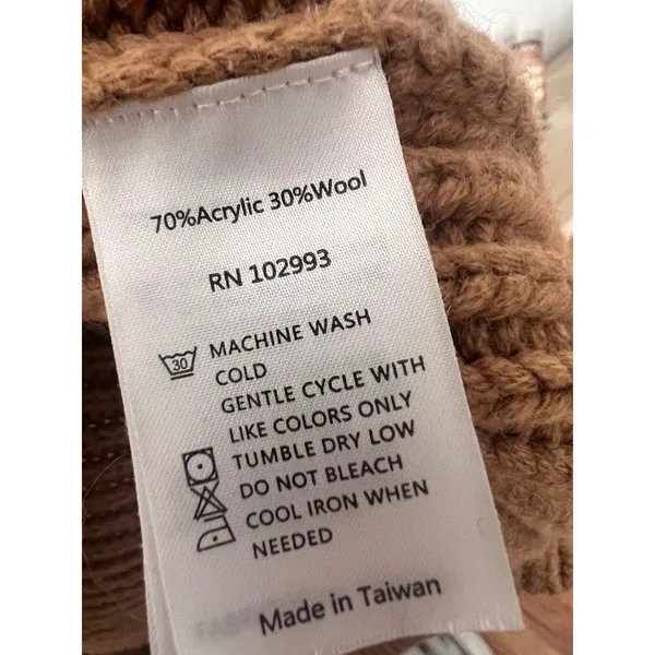 KF/KaufmanFranco‎ x RTR Camel Knit Sweater Coat Size Small Brown Chunky Cardigan - Image 9