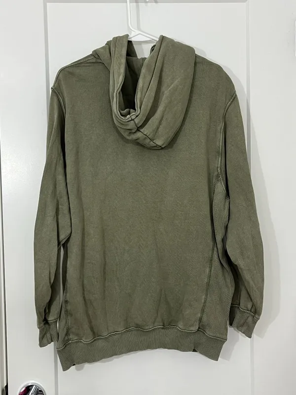 Aerie Small Sage Green Oversized Distressed Hoodie - Image 2