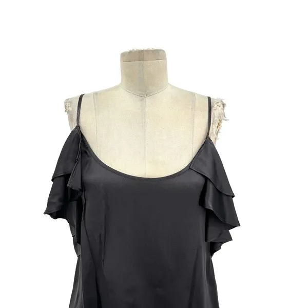 Cami NYC Samantha Cold Shoulder‎ Silk Top In Slate Gray Silk Size Small - Image 4