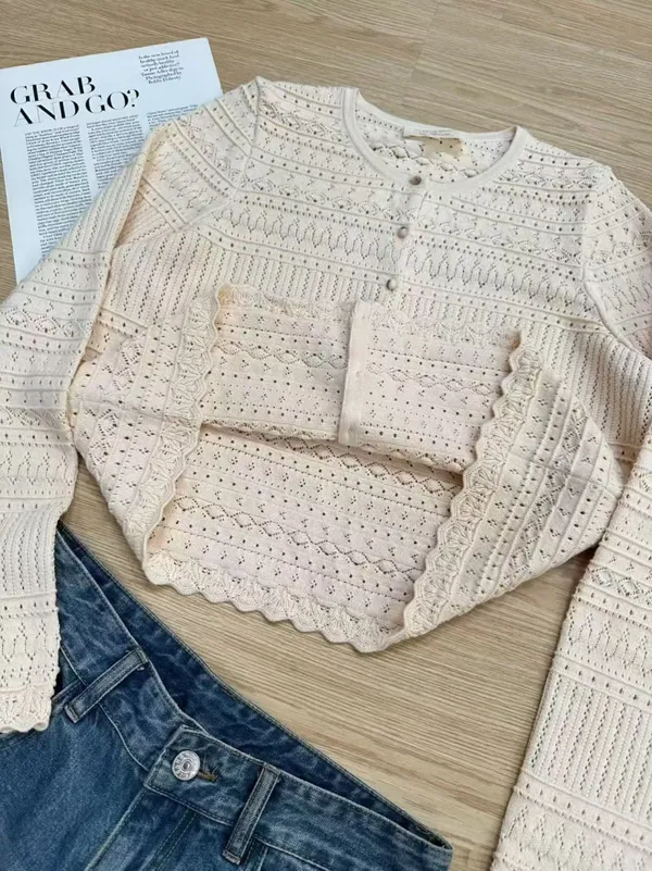 Sézane Cream Open-knit Lace Cardigan - Image 7