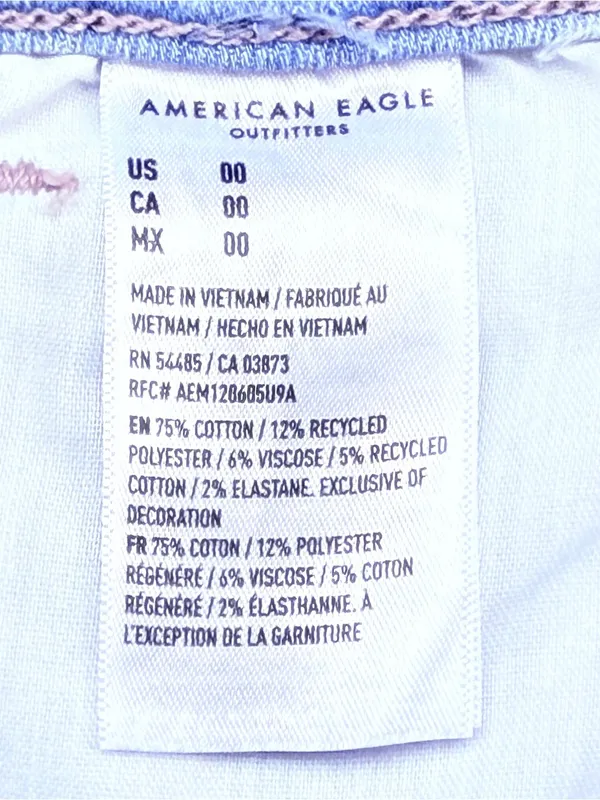 American Eagle Outfitters Light Blue Denim Women's High-Rise Shorts Sz 00 - Image 8