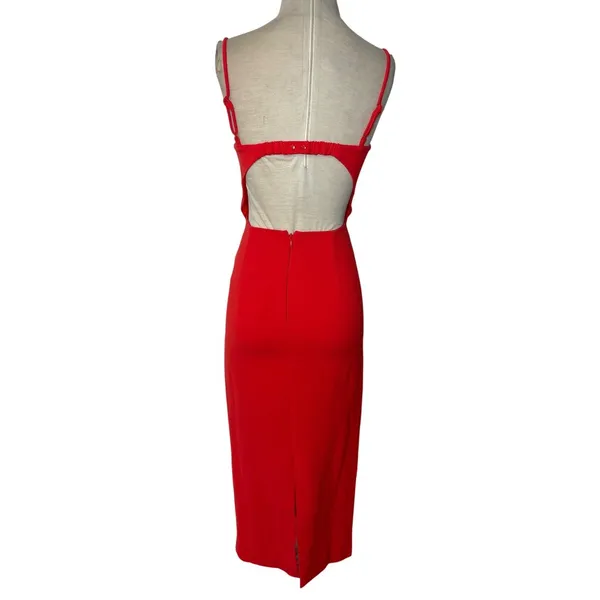 Bardot Vienna Midi Dress in Flame Orange 2 New Womens Cut out Cocktail - Image 6