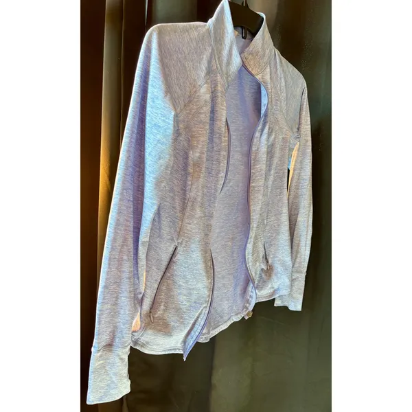 Ideology Womens Blue Space Dye Full Zip Active Jacket Thumbholes‎ XS - Image 4