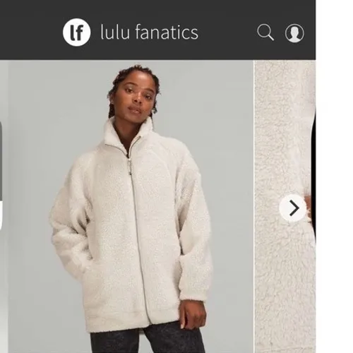 Lululemon Long Textured Fleece Jacket White Opal Oversized W3EOWS M/L - Image 10