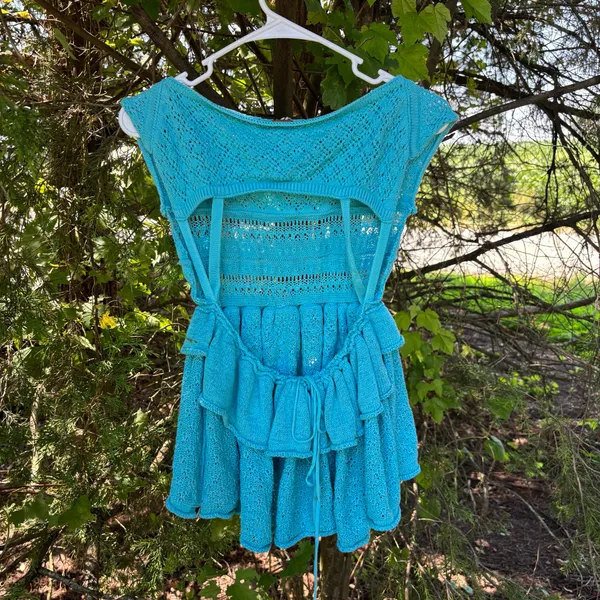 Free People Blue Juliette Ruffle Top - Image 5