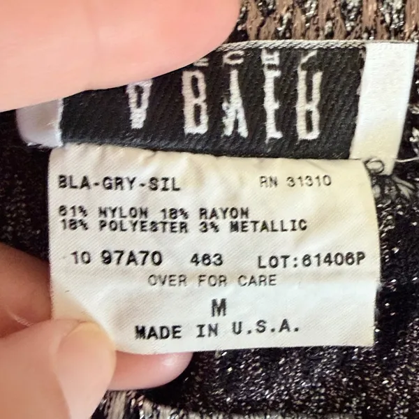 A. Byer Knit Tank Top M Black Grey Zigzag Chevron Metallic Y2K Indie Glitz Lurex - Image 7