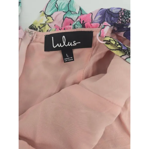 Lulus Dress Womens Large Floral Maxi Pink R68992 Ruffle Cold Shoulder EUC - Image 3