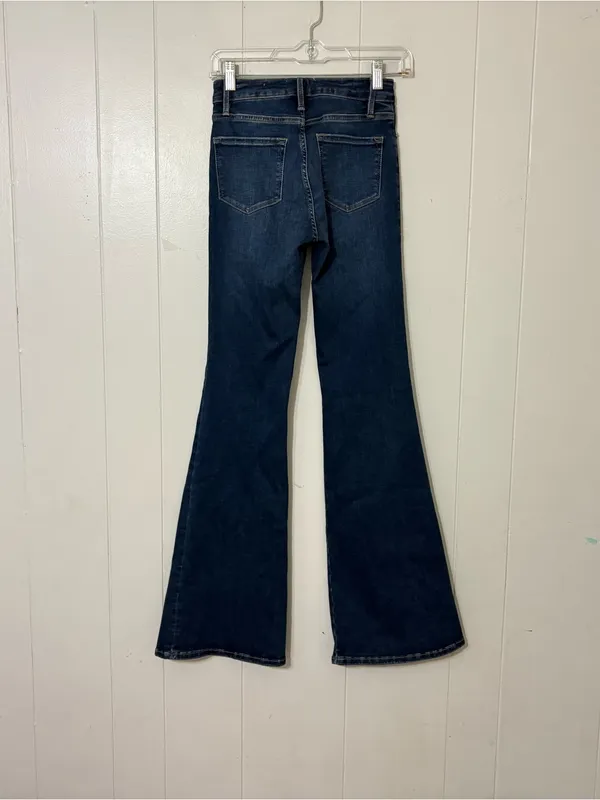 FRAME Le One Flare Jeans Hanbury Wash Size 0 High Rise Stretch Denim - Image 9