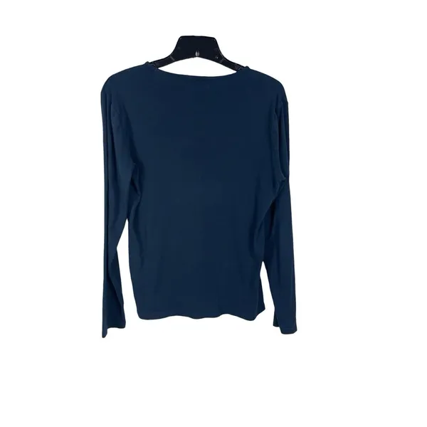 Lauren Ralph Lauren Women’s XL Navy Blue Long Sleeve Crest Logo Cotton Top - Image 4
