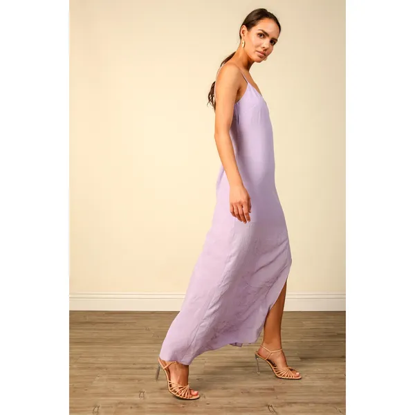 Anthropologie Line & Dot Mara Slip Maxi Dress Size Small Lavender Cocktail Chic - Image 3