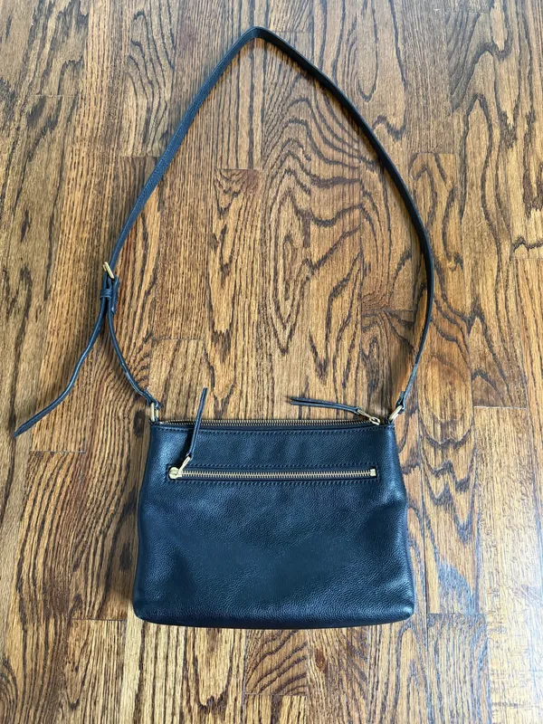 Fossil EW Fiona Crossbody Pebbled Leather Black Cognac Small Pockets Travel - Image 10