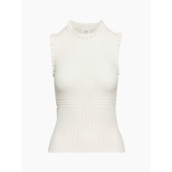 Aritzia Wilfred Women's Sleeveless Cannes Top Pointelle Knit White Size Large - Image 3