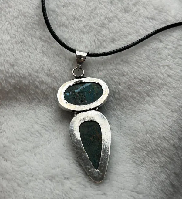 Turquoise Natural Gemstone 925 Silver Plated Gemstone Pendant Necklace - Image 6