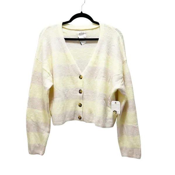 Billabong White Cap Short N Sweet Cropped Cardigan Sweater Size Medium - Image 3
