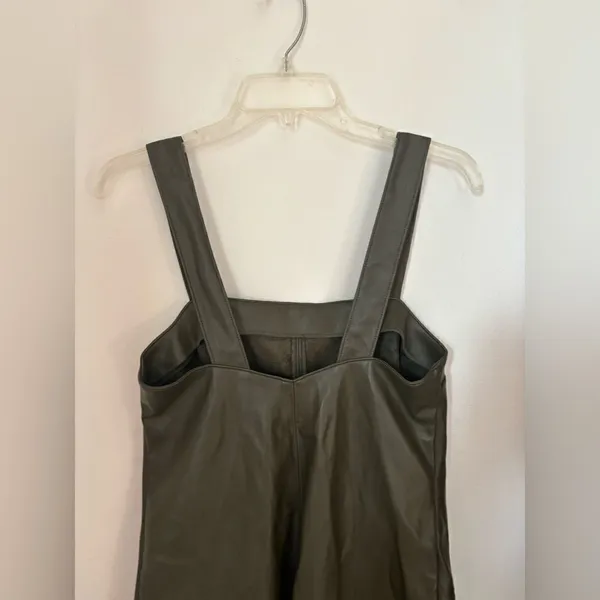 Abercrombie & Fitch Faux Leather Mini Dress Pockets Size XS Green - Image 3