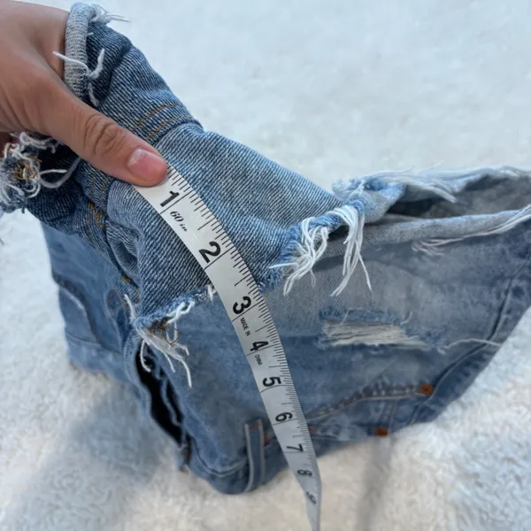 Levis 501 HR Cut Off Denim Shorts 25 Boho Festival Beach Indie Summer Resort - Image 4