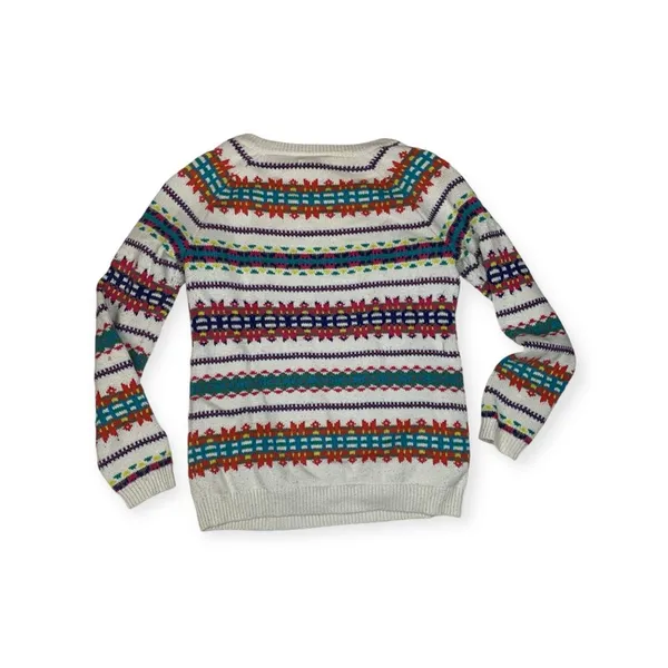 old navy women's medium faire isle knit sweater casual white colorful holiday - Image 2