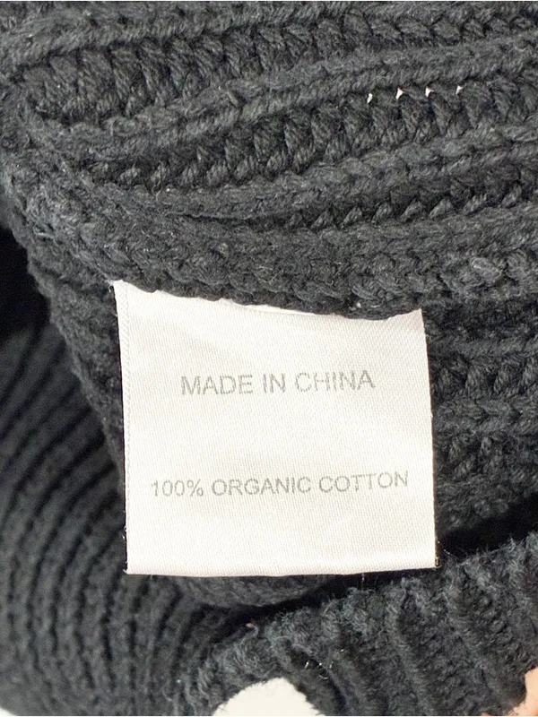 Quince 100% Organic Cotton Fisherman Crewneck Sweater Black Size Medium - Image 4