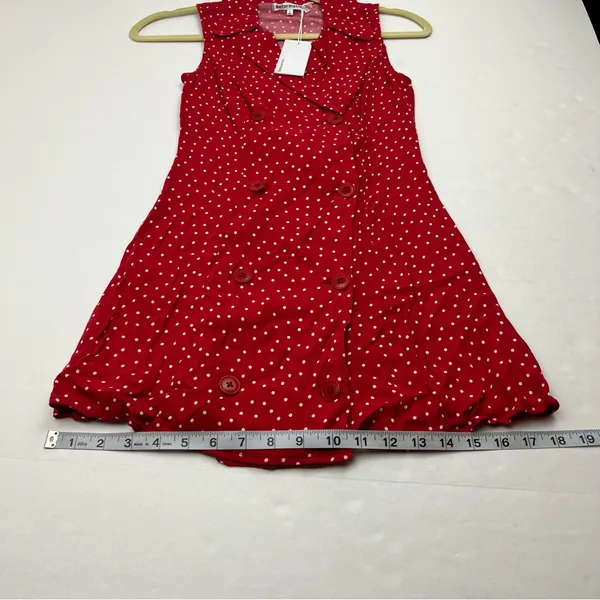 Reformation Leith Mini Dress 0‎ Sleeveless Polka Dot Red White Collar Button NEW - Image 8
