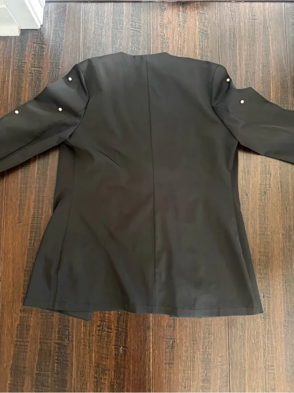 SHEIN Black Open-Front Blazer with Pearl Studs Size Small - Image 5