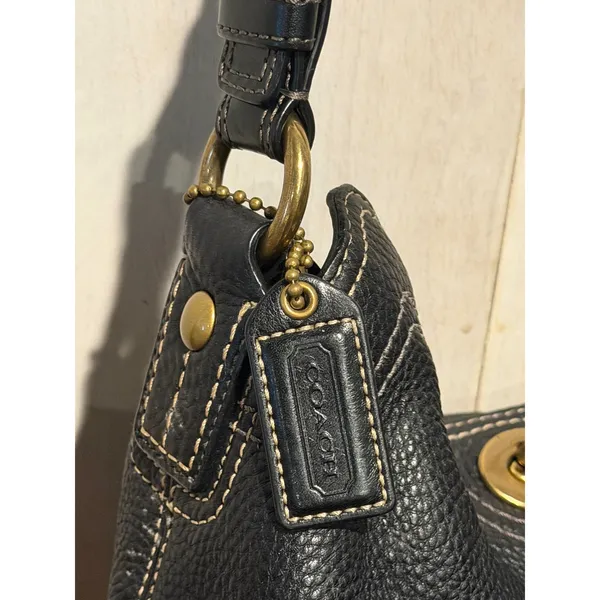 Coach Chelsea Black Pebbled Leather Hobo Shoulder Bag 10948 Turnlock Vintage Y2K - Image 7
