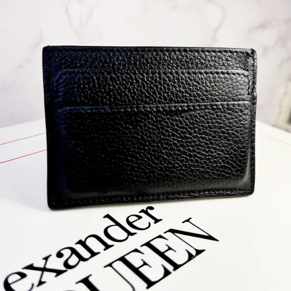 Alexander McQueen Black Leather Crystal Skull Card Holder. - Image 6