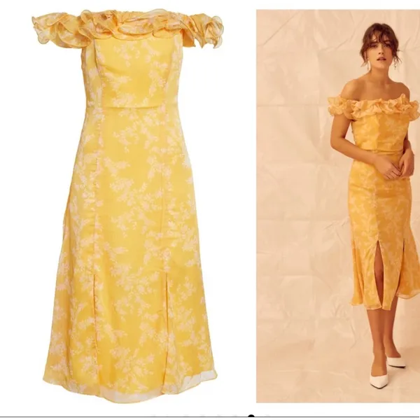 Keepsake Embrace Ruffle Off Shoulder Midi‎ Dress Small - Image 2